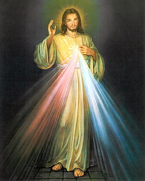 Divine Mercy Jesus Painting with Radiant Heart and Sacred Light Rays HD phone wallpaper
