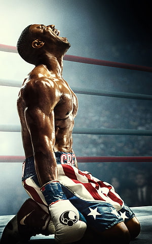 Creed Boxing Movie Poster: Rocky Balboa Kneeling in the Ring HD phone wallpaper