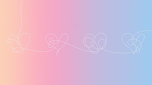 Pastel Gradient Background with White Line Art Hearts and Swirls HD wallpaper