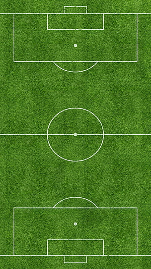Aerial View of a Green Soccer Pitch with White Field Markings and Center Circle HD phone wallpaper