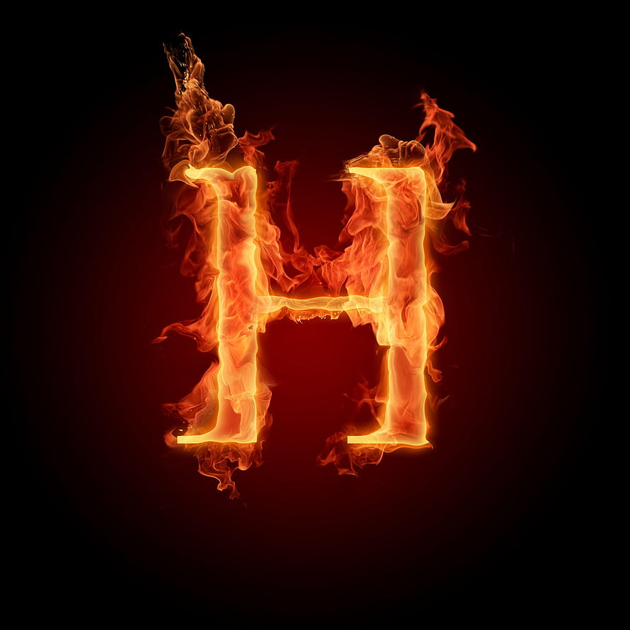 Burning Letter H Fire Typography Wallpaper HD phone wallpaper