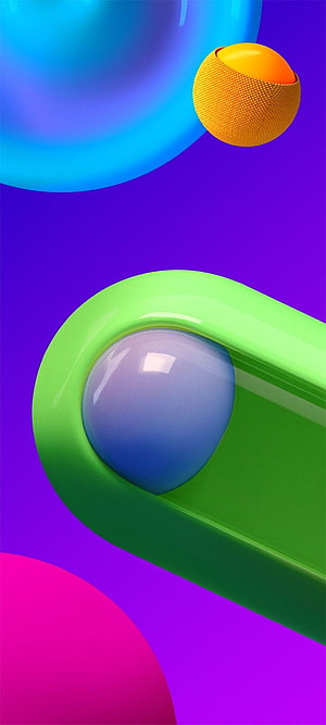 Vibrant 3D Abstract Shapes With Glossy Spheres And Neon Colors HD phone wallpaper