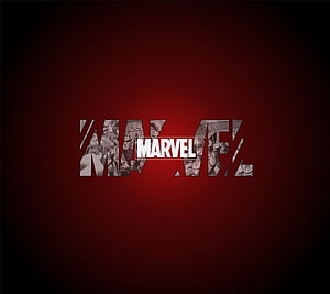 Marvel Logo with Comic Panel Texture on Dark Red Gradient Background HD wallpaper