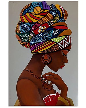 Vibrant African Woman Portrait with Colorful Patterned Headwrap and Beaded Jewelry, Backgrounds African Art, african culture HD phone wallpaper