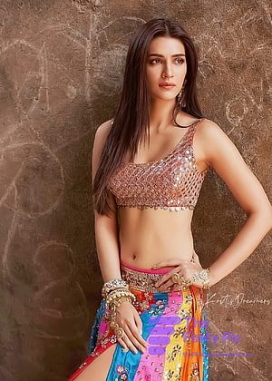Kriti Sanon in a Sequined Crop Top and Vibrant Multi-Color Lehenga HD phone wallpaper