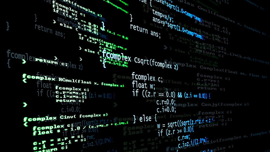 Green C Programming Code on Black Background with Complex Number Functions HD wallpaper