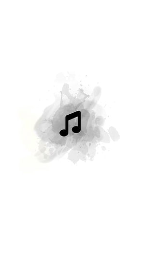 Minimalist Black Musical Note on Grey Watercolor Splash White Background HD phone wallpaper