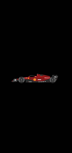 Minimalist Red Ferrari Formula 1 Race Car Illustration on Black Background HD phone wallpaper
