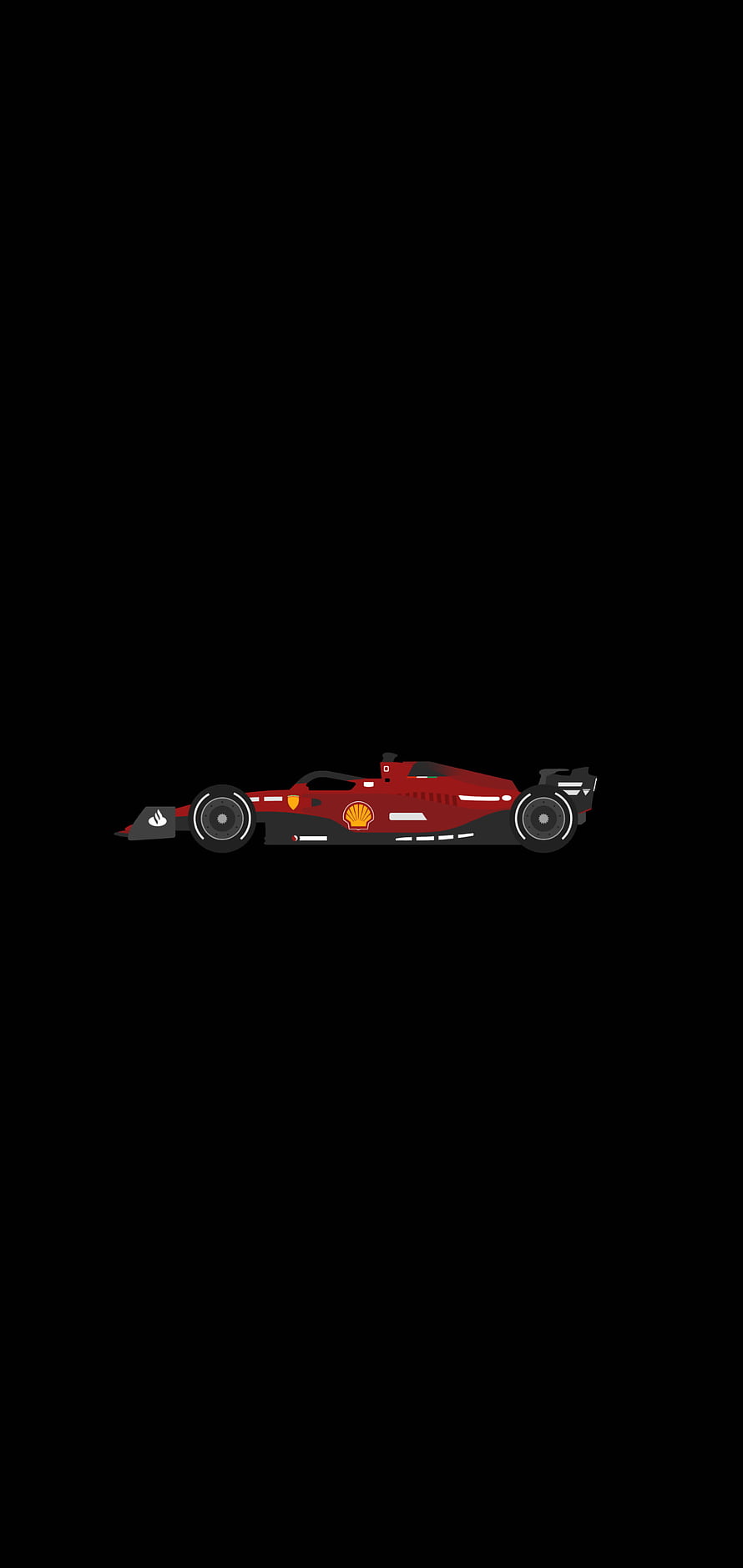 Minimalist Red Ferrari Formula 1 Race Car Illustration on Black Background HD phone wallpaper