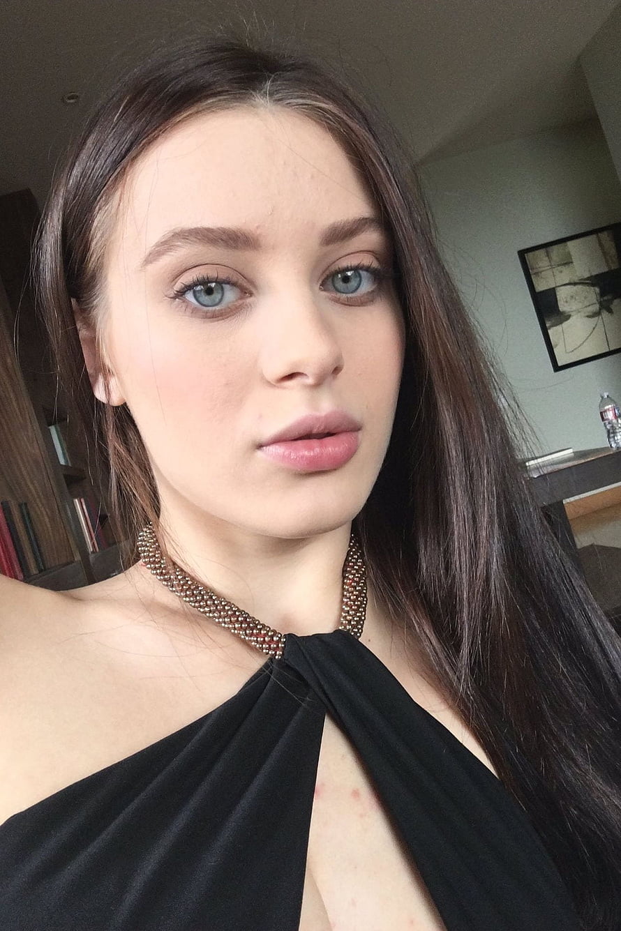 Lana Rhoades Close-Up Portrait in Black Halter Top with Beaded Necklace HD phone wallpaper