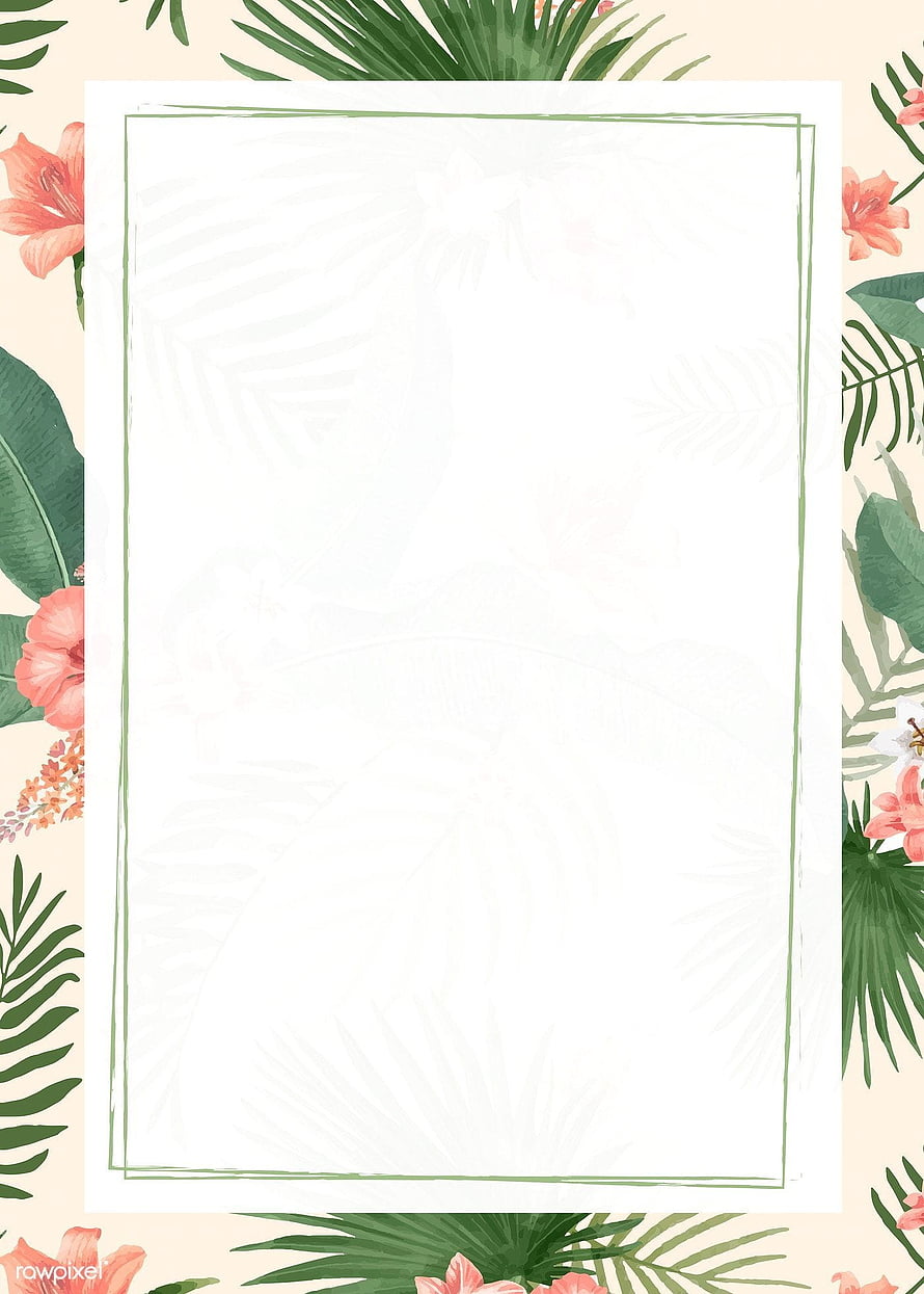 Tropical Watercolor Floral Invitation Card Template with Palm Leaves and Pink Flowers HD phone wallpaper
