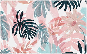 Pastel Watercolor Tropical Leaves and Flowers Pattern HD wallpaper
