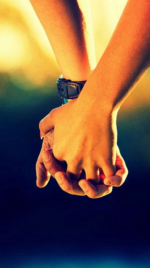 Intertwined Hands in Golden Hour Light with Leather Watch HD phone wallpaper