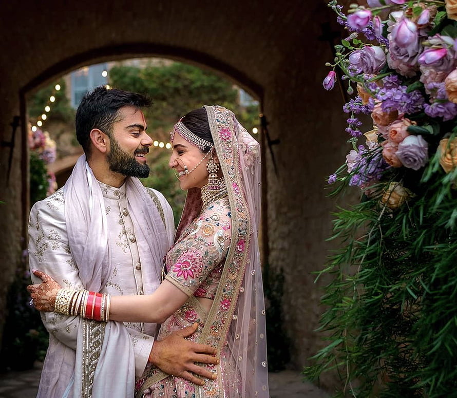 Romantic Indian Wedding Portrait of Bride and Groom in Traditional Attire, 5 and videos inside Anushka Sharma and Virat Kohli's Tuscany wedding, virat kohli wedding HD wallpaper
