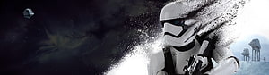 Star Wars First Order Stormtrooper with AT-AT Walkers and Death Star in Space HD wallpaper