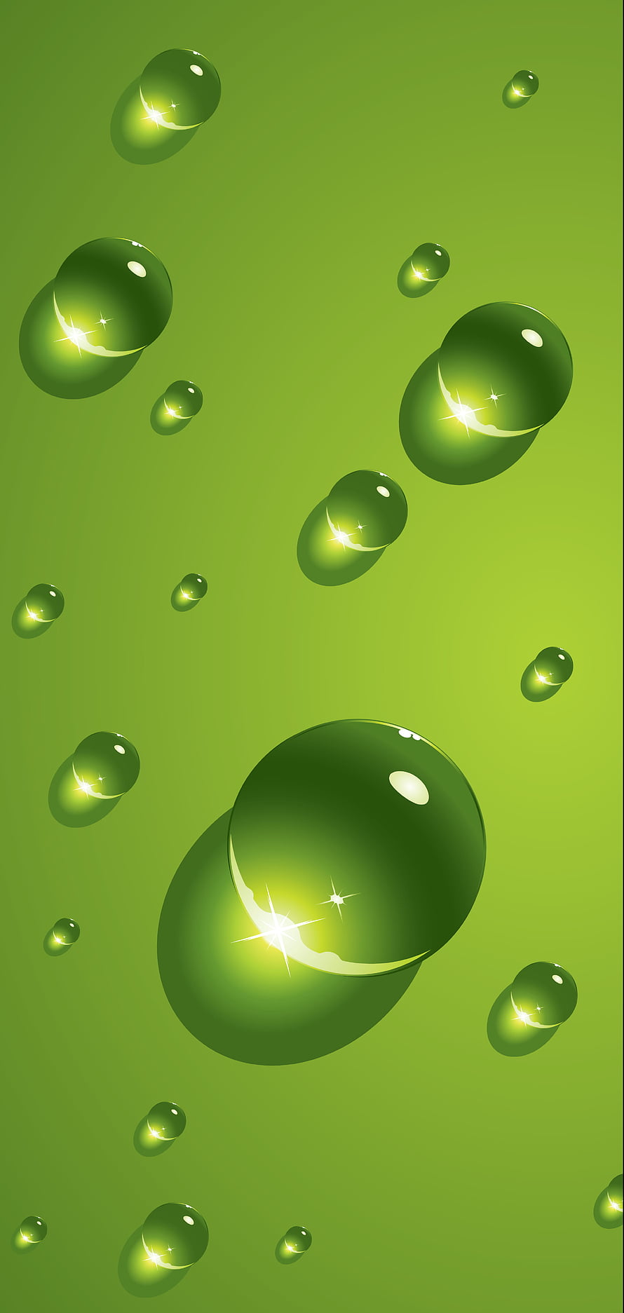 Shiny Green Bubbles Floating on a Vibrant Lime Background HD phone wallpaper