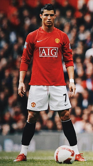 Cristiano Ronaldo in Manchester United Red Kit with AIG Sponsor, Cristiano Ronaldo Manchester United 2021 Backgrounds and – YL Computing, cristiano ronaldo 2008 HD phone wallpaper