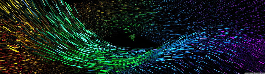 Razer Logo in a Colorful Digital Tunnel with Neon Light Streaks HD wallpaper