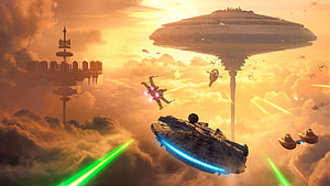 Star Wars Battlefront Aerial Dogfight with Star Destroyer and X-Wing Fighters HD wallpaper