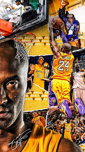 Kobe Bryant Los Angeles Lakers Mamba Mentality Basketball Tribute Collage HD phone wallpaper