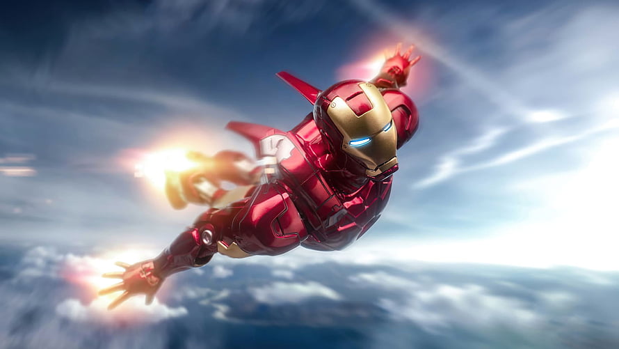 Iron Man Flying Through Clouds With Repulsor Beams Active, iron man laptop, #Iron Man HD wallpaper