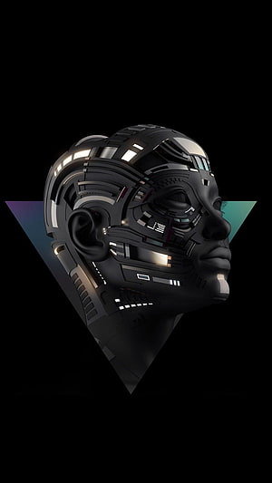 Futuristic Android Head Profile with Glowing Circuitry and Geometric Background HD phone wallpaper