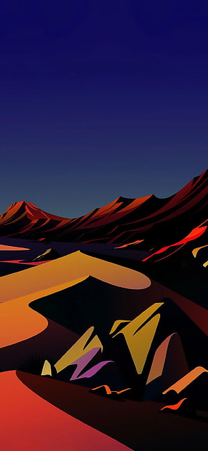 Abstract Geometric Mountain Landscape With Vibrant Sunset Colors And Deep Shadows HD phone wallpaper