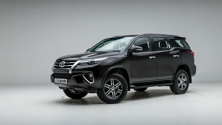 Black Toyota Fortuner SUV Studio Shot HD wallpaper