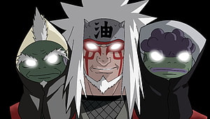 Jiraiya in Sannin Mode with Toad Companions from Naruto Anime HD wallpaper