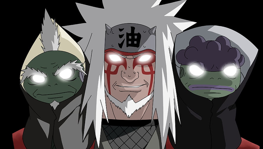 Jiraiya in Sannin Mode with Toad Companions from Naruto Anime HD wallpaper