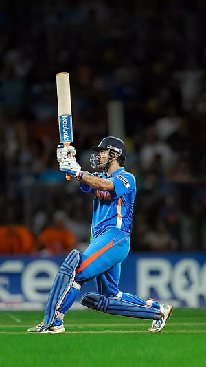 Virat Kohli Celebrating a Six in Blue India Cricket Jersey HD phone wallpaper