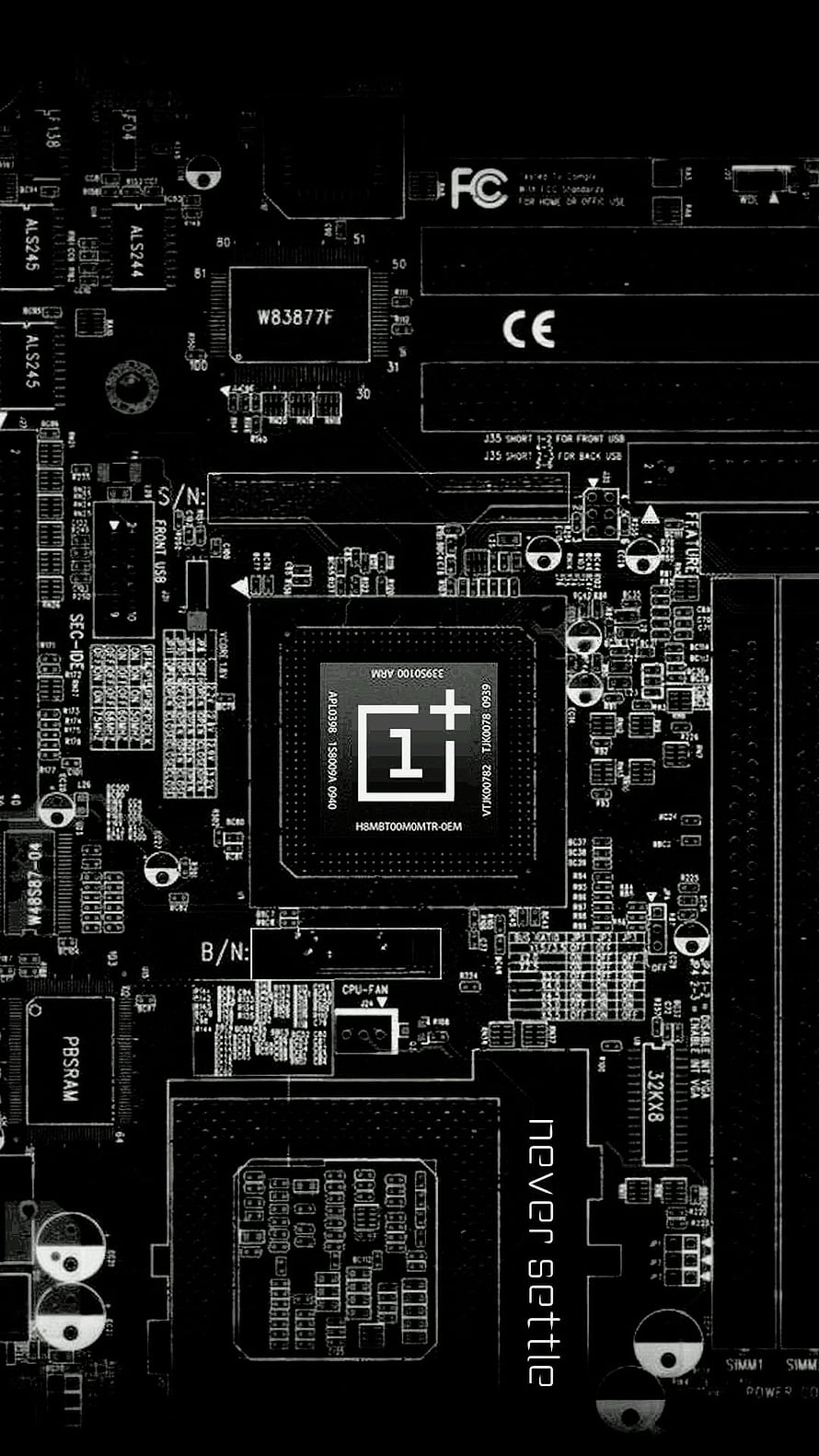 OnePlus Never Settle Circuit Board Aesthetic Wallpaper HD phone wallpaper