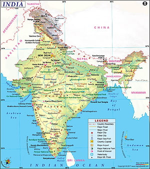 Detailed Physical and Political Map of India Showing Cities, Rivers, and Mountain Ranges HD phone wallpaper