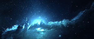 Mystical Blue Nebula and Starry Night Sky Digital Art Wallpaper HD wallpaper