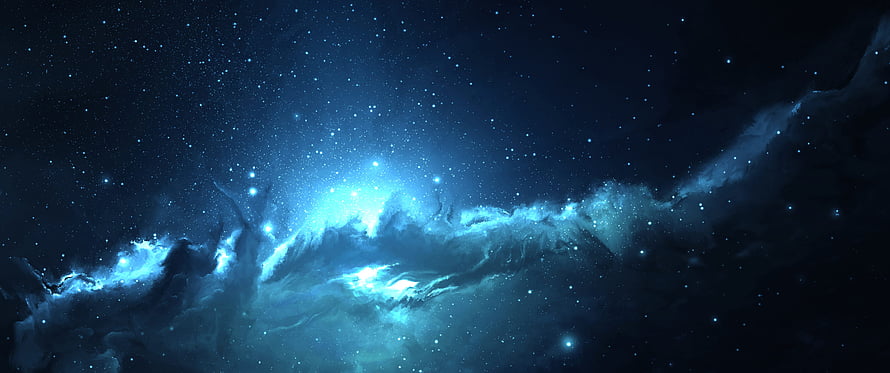 Mystical Blue Nebula and Starry Night Sky Digital Art Wallpaper HD wallpaper