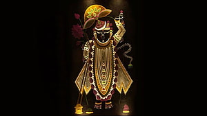 Lord Shrinathji Traditional Indian Artwork on Black Background HD wallpaper