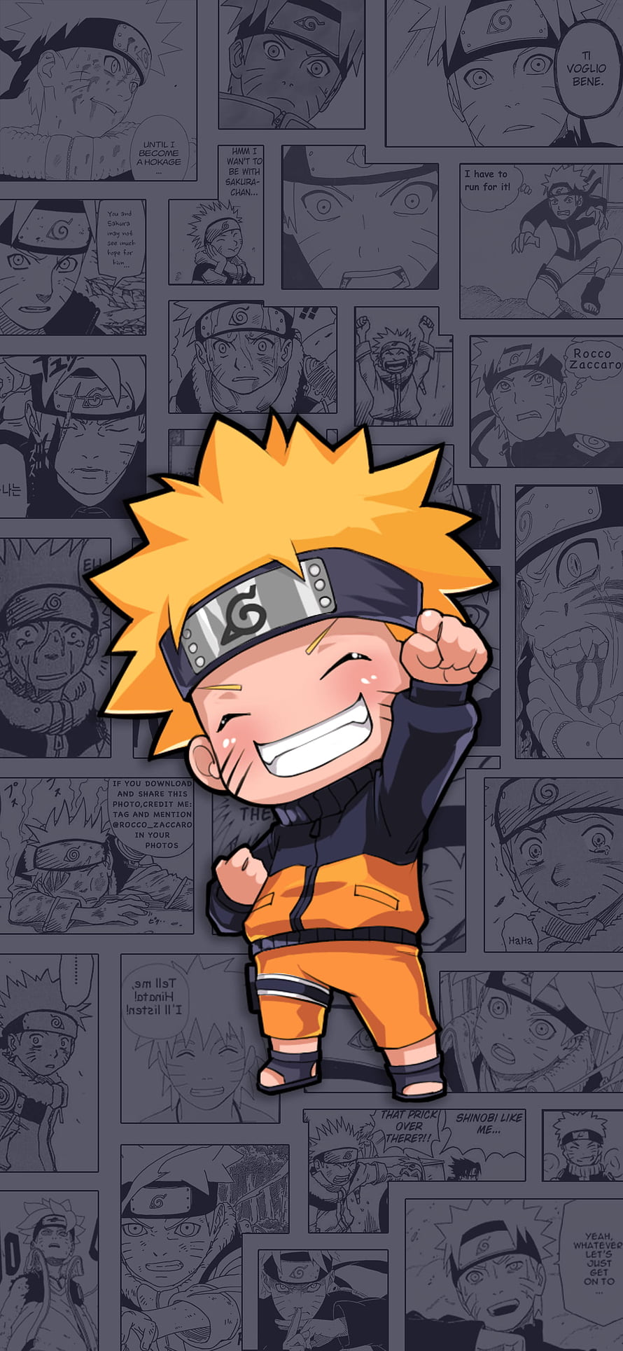 Chibi Naruto Uzumaki cheering with manga panels background, naruto , #Naruto HD phone wallpaper