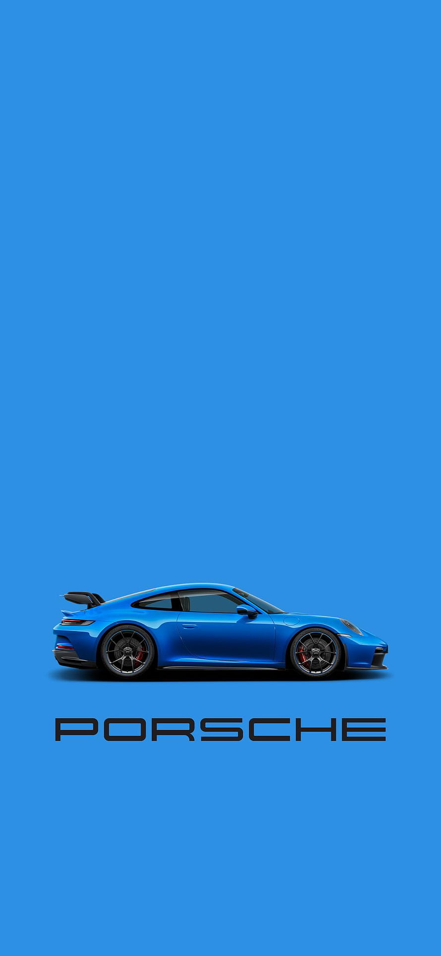 Blue Porsche 911 GT3 RS Side Profile on Solid Blue Background HD phone wallpaper