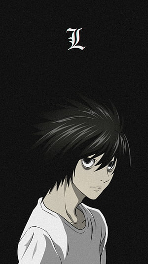 Death Note L Anime Character Portrait on Dark Background HD phone wallpaper