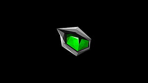 Low Poly Green Gemstone in Silver Setting Isolated on Black Background HD wallpaper