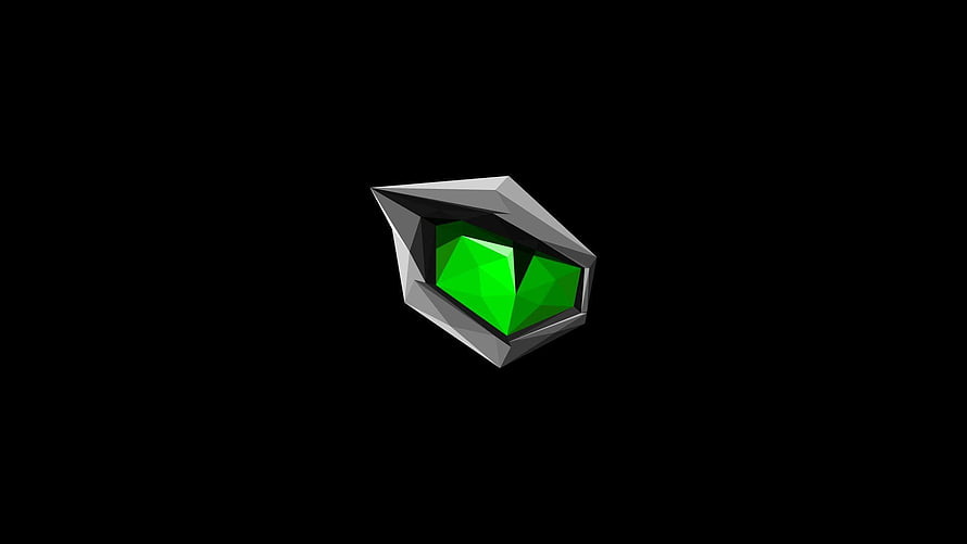 Low Poly Green Gemstone in Silver Setting Isolated on Black Background HD wallpaper