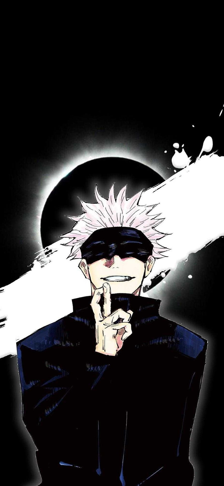 Gojo Satoru Manga Artwork with Blindfold and Spiky White Hair HD phone wallpaper