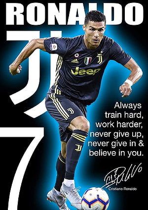 Cristiano Ronaldo Juventus Number 7 Soccer Player Motivational Quote Wallpaper HD phone wallpaper