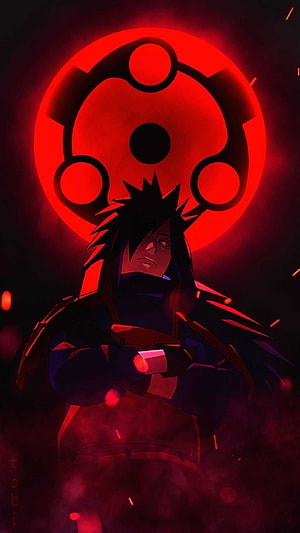 Madara Uchiha with Rinnegan and Akatsuki Cloud Symbol Anime Wallpaper HD phone wallpaper