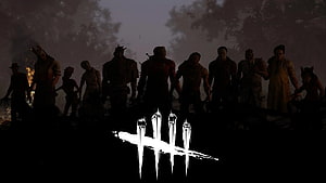 Dead By Daylight Horror Game Artwork Featuring Silhouetted Characters and Iconic Logo HD wallpaper