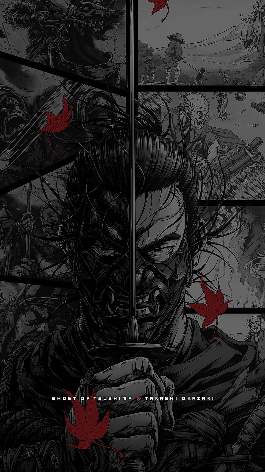 Ghost of Tsushima Jin Sakai Manga Style Illustration by Takashi Okazaki HD phone wallpaper