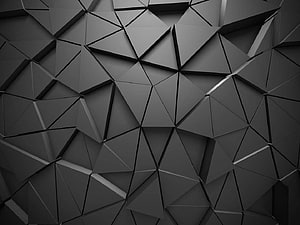 Dark Monochromatic 3D Geometric Faceted Pattern with Triangular Facets HD wallpaper