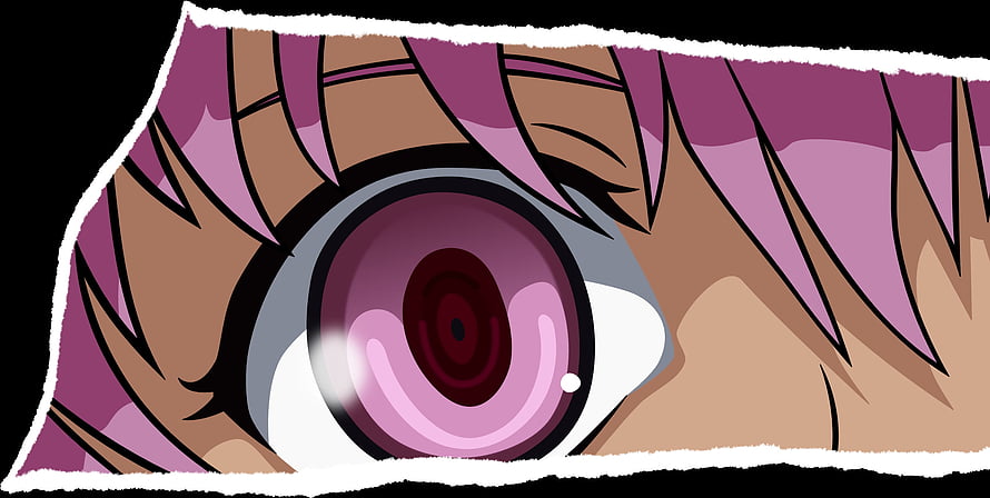Close-Up Anime Eye with Pink Hair and Purple Iris in Bold Illustration Style HD wallpaper
