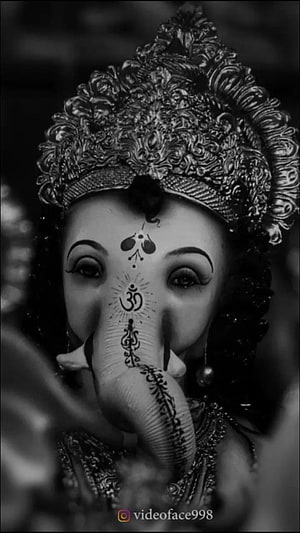 Black and White Portrait of Lord Ganesha with Ornate Crown and Om Symbol HD phone wallpaper