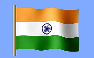 Indian National Flag Waving on a Pole Against a Clear Blue Sky HD wallpaper